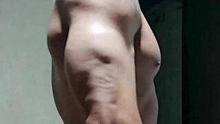 Strong muscular brazilian bodybuilder shows off his endowment in homemade video