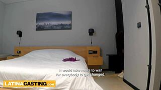 cute 18yo latina flaunts her big booty during casting interview before getting bent over for rough doggystyle pounding and choking