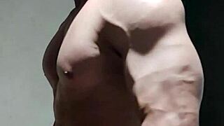 Strong muscular brazilian bodybuilder shows off his endowment in homemade video