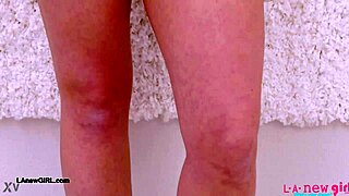 Cute teen 18+ blonde model displays her attractive body