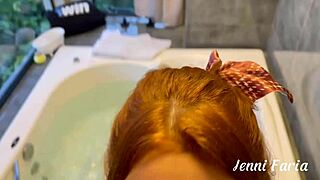 Young girl seduces DILF in bathtub, desire builds.