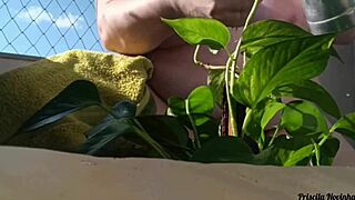 flashing big tits naked on balcony for viewers - part 02