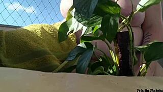 flashing big tits naked on balcony for viewers - part 02