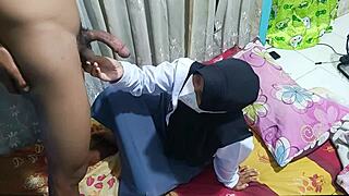 high school student with big tits fucks hairy pussy with stepbrother before school