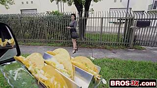 Cash lured this brunette Latina into the bang bus for a screaming good time with hardcore doggystyle and riding 😏