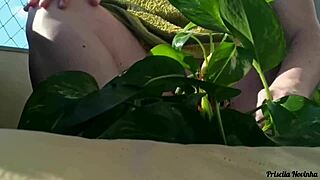 flashing big tits naked on balcony for viewers - part 02