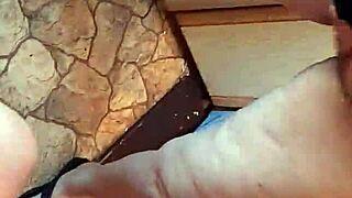 three girlfriends masturbate in the kitchen in the hostel close-up