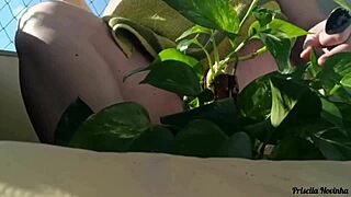 flashing big tits naked on balcony for viewers - part 02