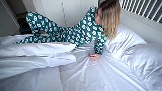 stepmom and stepson sharing a bed in the hotel, getting naughty?