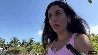 Teen does crazy cumwalk on crowded beach almost caught