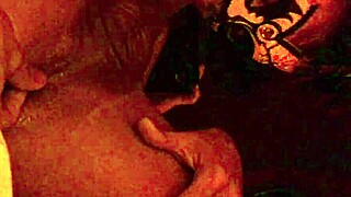 Milf sucks monster cock, cum drips from mouth after blowjob