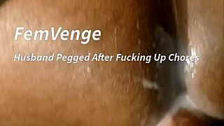 Angry Black Wife Forces Husband To Bend Over, Uses Strapon To Fuck Him Hard, Humiliates Him In POV Cum Scene