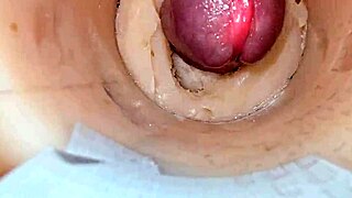 Deep Camera View Of Tight Pussy And Massive Cum