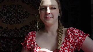 came from the city and met a collective farmer in bedroom homemade scene