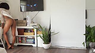 FUCKED my young 18+ PUSSY and SQUIRTED while watching MOVIE - fit girl gets her PUSSY stretched out after a WORKOUT