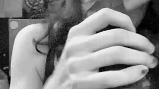 latina amateur explores huge dildo in close-up solo foreplay session