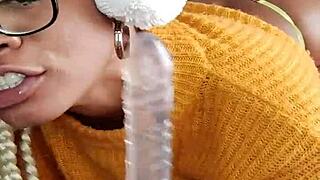 Beautiful Latina Slut Swallows Dildo In Exhibitionist Flashing Session