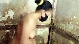 I masturbate hairy pussy while bathing in bathroom