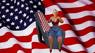 Granny America celebrates Fourth of July with intense dildo orgasms and licking