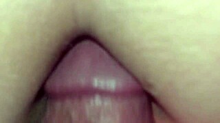 Watch the guy in feminine clothing fuck the busty Latina brunette's pear-shaped ass, burying his cock deep in her anus.