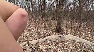 I strip naked and get fuckd in the forest with ripped clothes