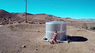 big titted dykes are having a wonderful lesbian action including scissoring outdoor under the clear blue sky