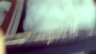 Watch the guy in feminine clothing fuck the busty Latina brunette's pear-shaped ass, burying his cock deep in her anus.