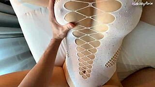 Busty Blonde Latina Slut with Big Fantasy Tits Gets Creampie