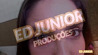 ed junior fucks victoria camargo bareback with oiled ass in red sheer