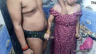 Indian desi bhabhi giving best handjob and her husband cum on her sexy blue panty