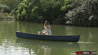 the cute girlfriend poses in lingerie, showing off her charms