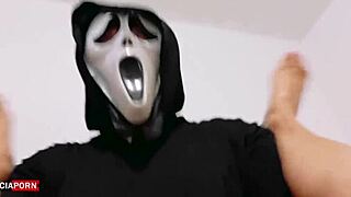 milf says 'what's happening?' as mysterious man surprises her in scream parody