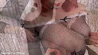 fox maid gets hard doggy anal in torn tights, ends with creampie! cosplay fun