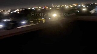 Sex on rooftop from midnight to dawn: huge creampie and squirting