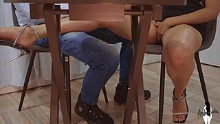 Sneaky fuck with coworker's friend while roommate distracts