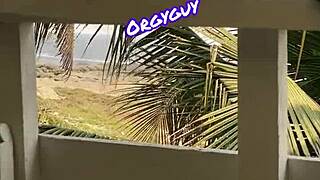 Emotional pussy flash at beach resort