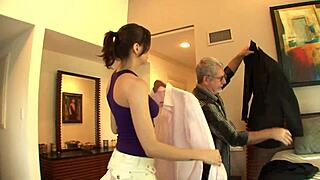 Wild couple in passionate quickie orgasm