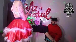 Christmas Goddess Dominates Two Big Cocks With Feet And Fetish Roleplay