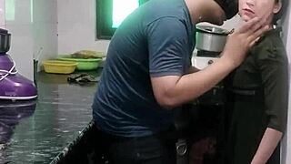 My desi wife gets hot and rough in the kitchen while cookin'.