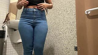Masturbating In Shopping Bathroom Until Pussy Juices Flow!
