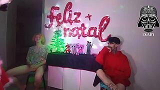 Christmas Goddess Dominates Two Big Cocks With Feet And Fetish Roleplay