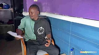 My stepsister's big ass friend visits and entertains herself with my huge black cock