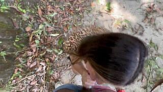 Fucking stranger outdoors in park