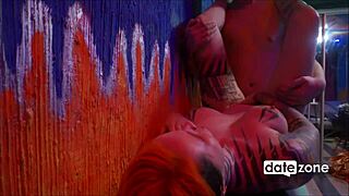 tattooed babe receives deepthroat and homemade anal in bedroom