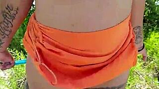 Mexican Whore Shows Tits and Ass in Public, Starts Sucking