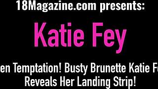 Teen Temptation Busty Brunette Katie Fey Poses Topless By The Door