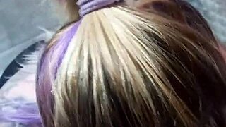 Blonde girlfriend goes deep for intense blowjob