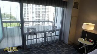 Sharing a bed with my big booty step sister on vacation! Adriana Maya in action