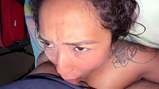 horny stepsister gives sexy blowjob cum on tits