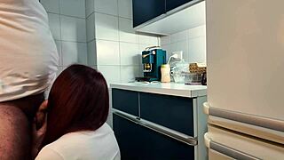 Beautiful slut in leather skirt gets fucked hard at flat